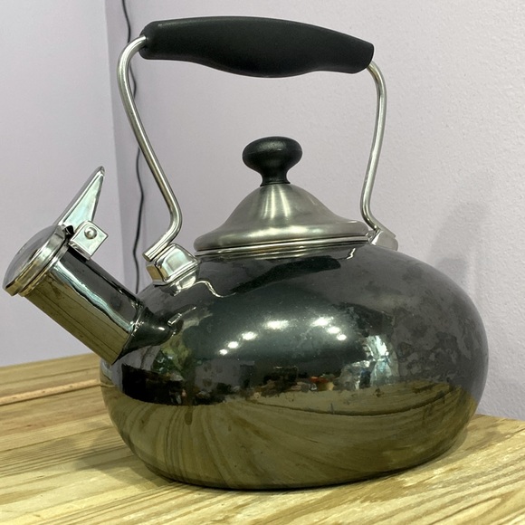 Vintage Chantal Tea Pot Kettle Whistling Stovetop Onyx Black Stainless Steel !! - Picture 7 of 14